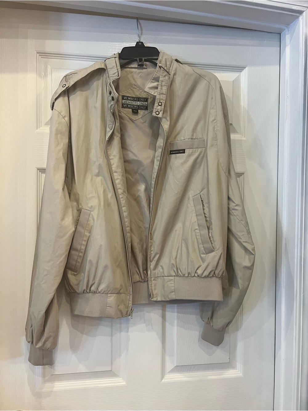 Vintage Members Only Beige/Tan Lightweight Bomber Jacket